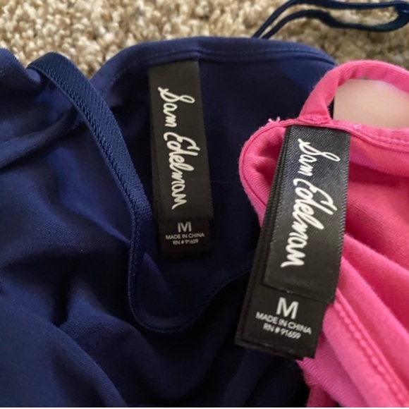 2 Sam Edelman Crisscross Bodysuits M | Pink & Navy Lace-Up One Piece Bundle NWT - Picture 5 of 6